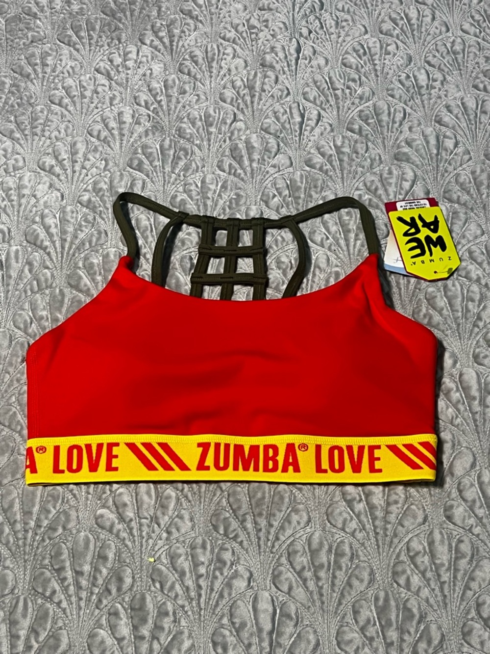 Zumba Fitness Be About Love scoop bra in cha-cha cherry medium nwt